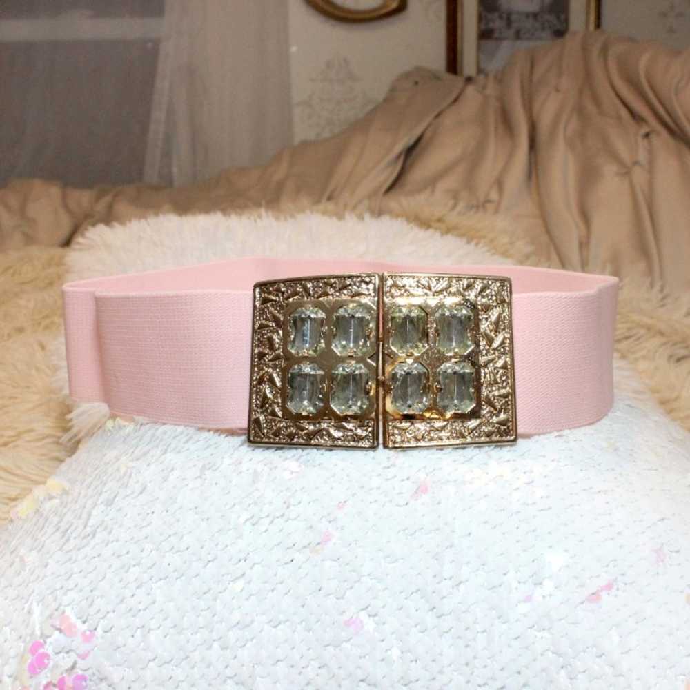 Vintage ShowStopper Bling Bubblegum Pink Gold Rhi… - image 1