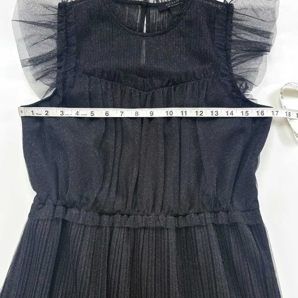 All Saints Perri Metallic Tulle Dress Size 6 Blac… - image 10