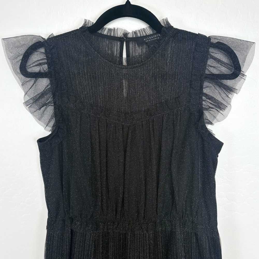 All Saints Perri Metallic Tulle Dress Size 6 Blac… - image 3