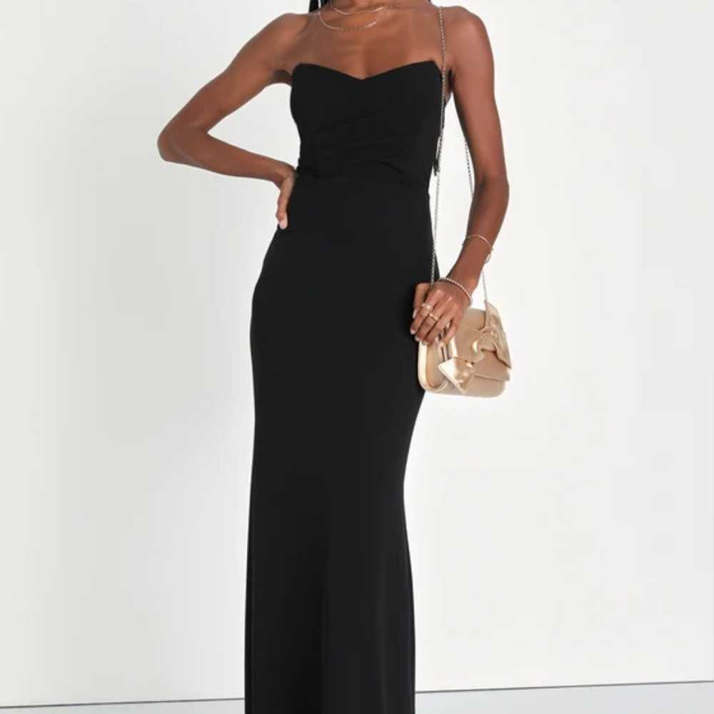 Lulus Iconic Arrival Black Strapless Bustier Merm… - image 3