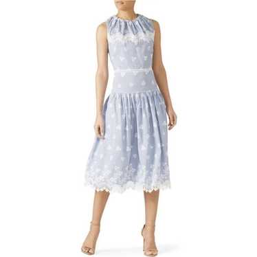 Monique Lhuillier Blue Embroidered Sleeveless Dre… - image 1