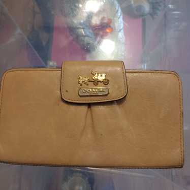 vintage coach slim tan wallet