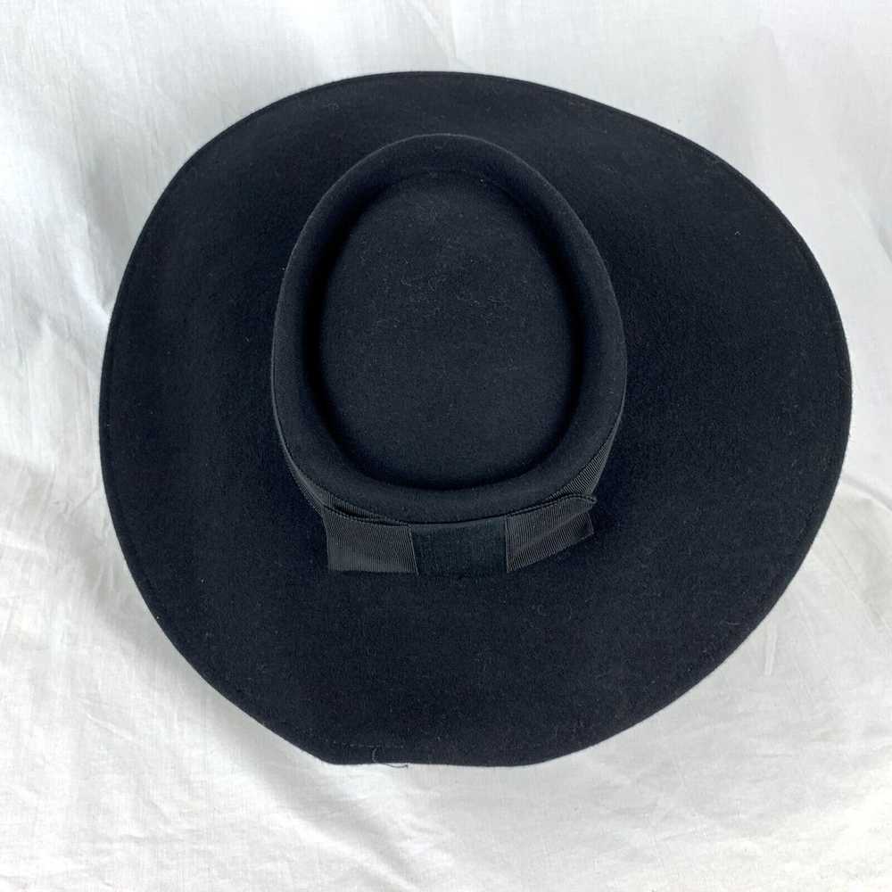 1980s The New Look Black Felt Hat Wide Brim Geo W… - image 10