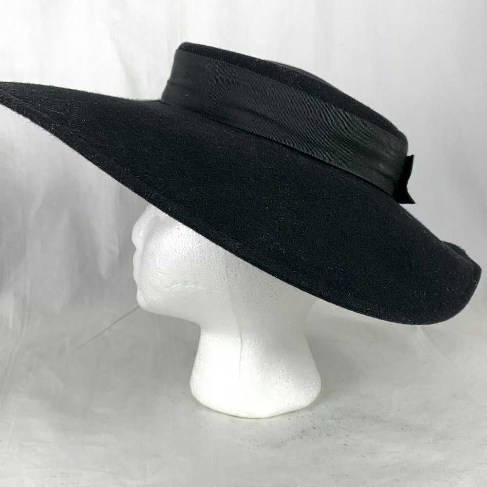 1980s The New Look Black Felt Hat Wide Brim Geo W… - image 11