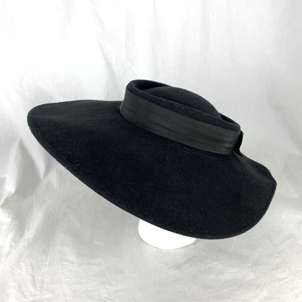 1980s The New Look Black Felt Hat Wide Brim Geo W… - image 12