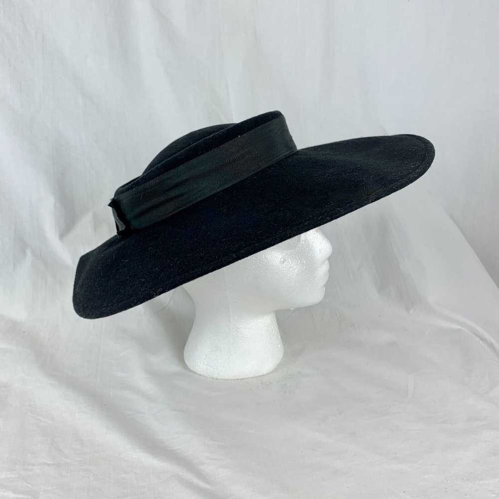 1980s The New Look Black Felt Hat Wide Brim Geo W… - image 2