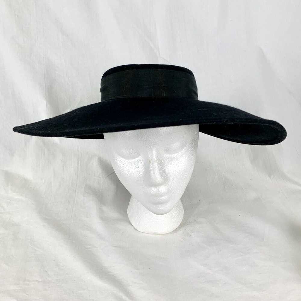 1980s The New Look Black Felt Hat Wide Brim Geo W… - image 9