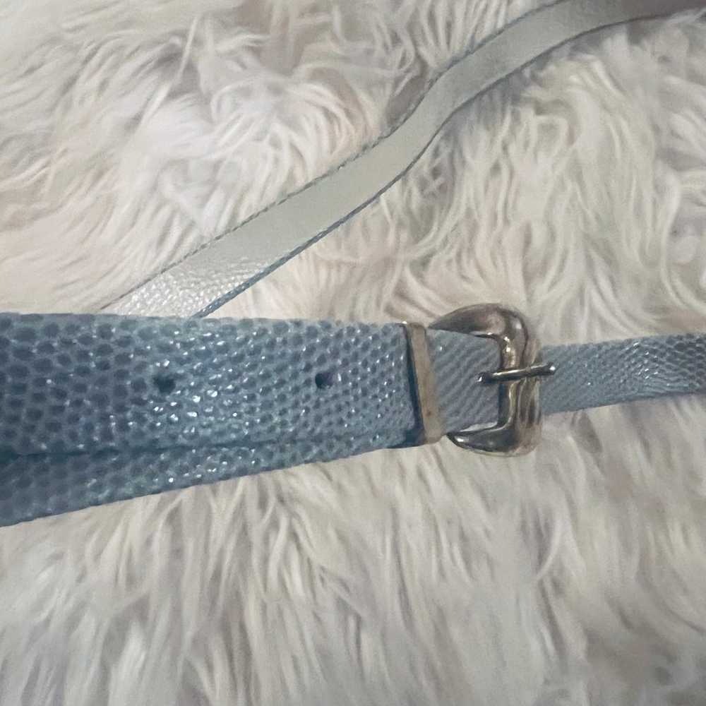 Baby blue snakeskin metallic sheen leather belt - image 1