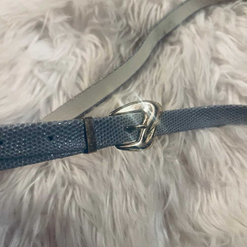 Baby blue snakeskin metallic sheen leather belt - image 6