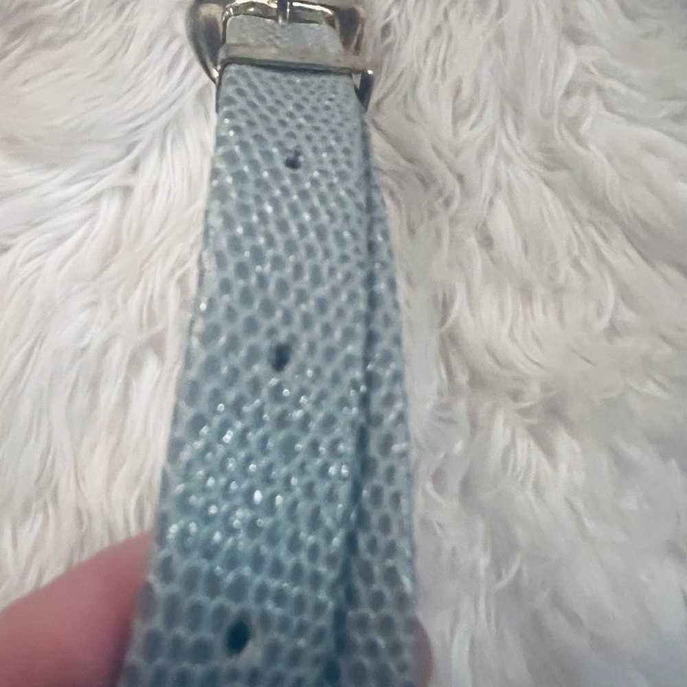 Baby blue snakeskin metallic sheen leather belt - image 7