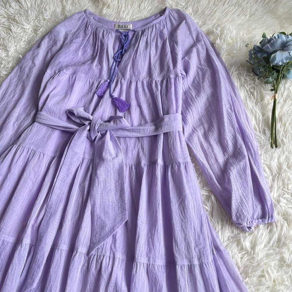 FLICKA × 23 Ward Long Tiered Dress Purple Fluffy … - image 4