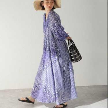 Bohemian Style Purple Maxi Dress Long Sleeve