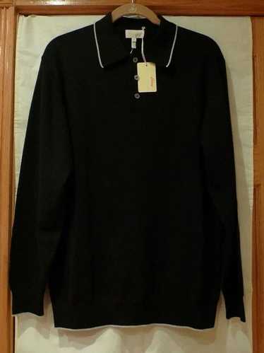 Brioni BRIONI BLACK POLO SWEATHER 100%VERY FINE WO