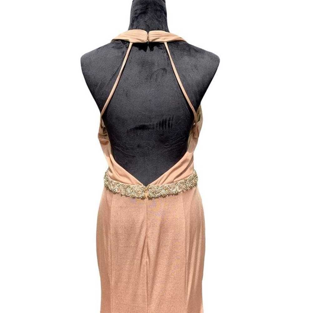 Jovani Gold Shimmer Halter Formal Maxi Gown - image 6