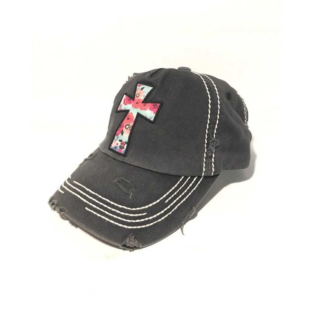 Kbethos Vintage Women’s Floral Cross Hat- Black D… - image 2