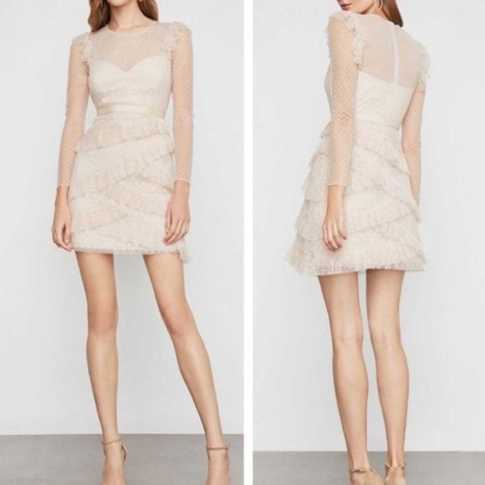 BCBGMAXAZRIA Pleated Tulle Mini Dress in Regal Ch… - image 1