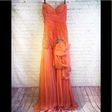 Mac Duggal Peach mermaid style prom dress size 4