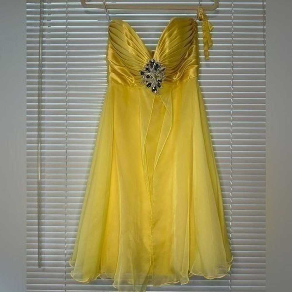 Sherri Hill Yellow Beaded Short Dress - image 3