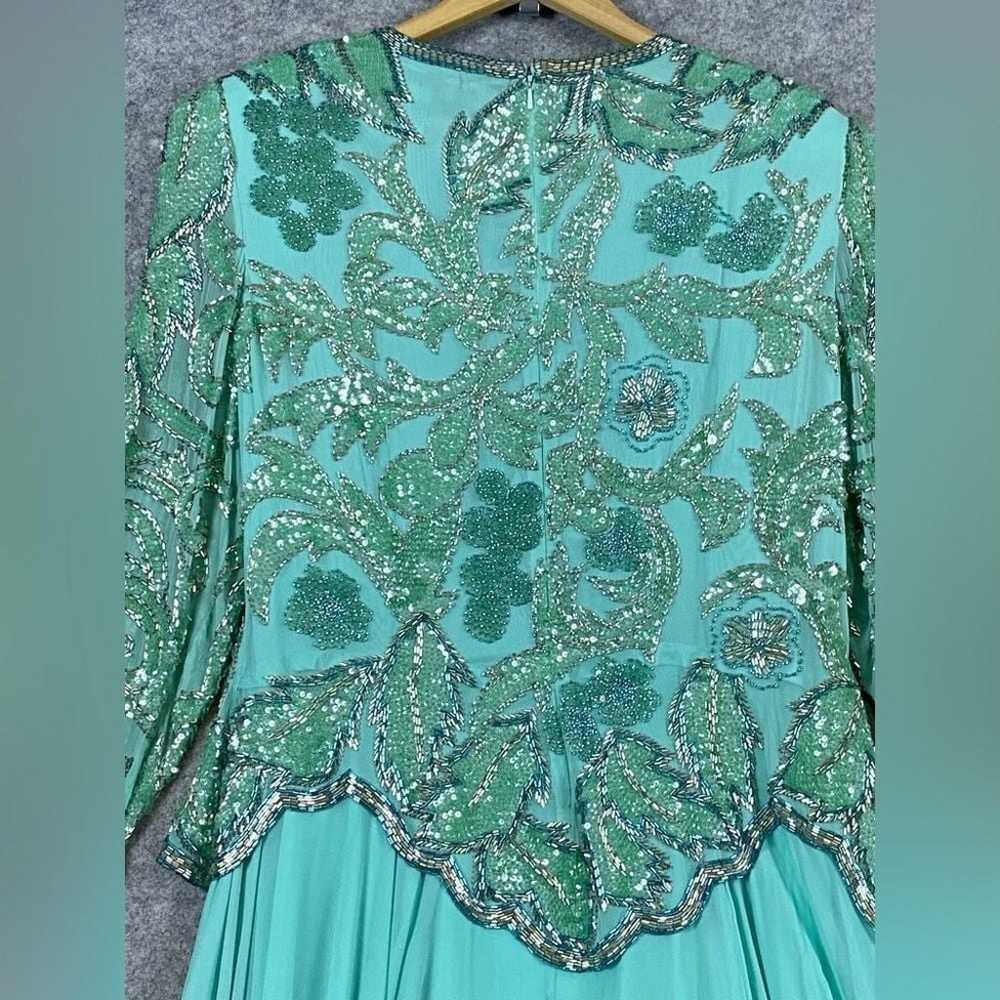 Lillie Rubin Vintage Heavy Beaded Dress 12 Green … - image 12