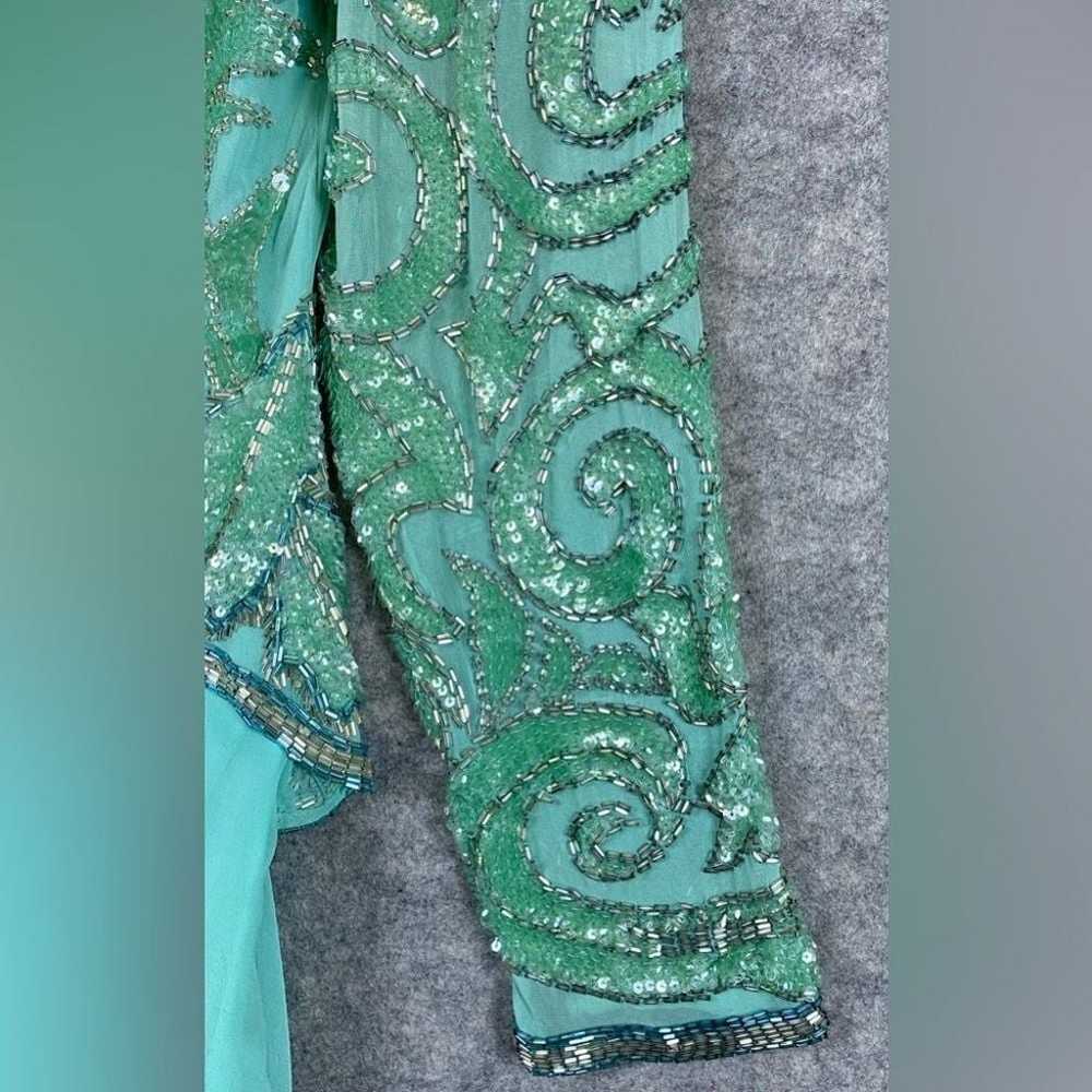 Lillie Rubin Vintage Heavy Beaded Dress 12 Green … - image 4