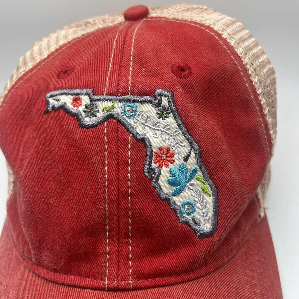 Florida Trucker Hat Cap Flower Embroidery Adjusta… - image 5