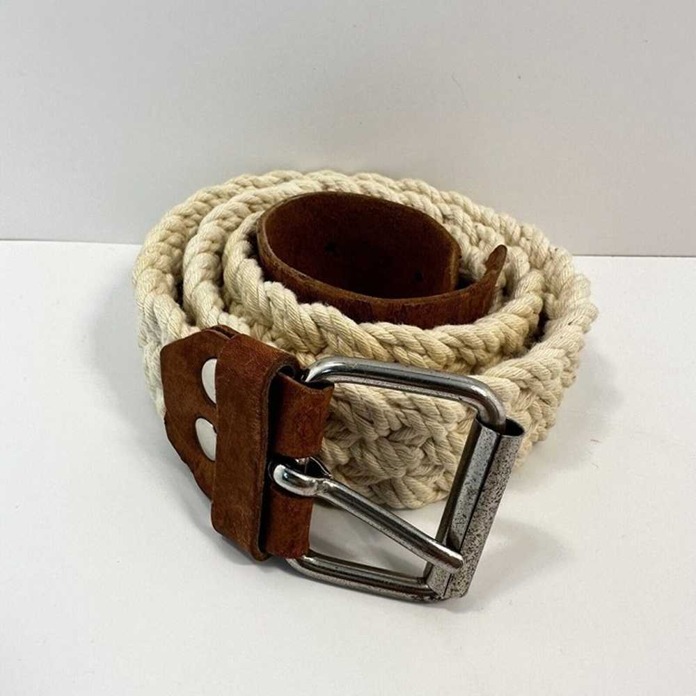 Vintage Womens Macrame and Leather Belt Size Small - image 1