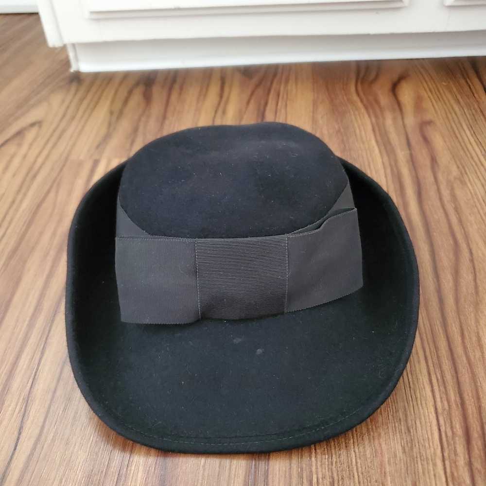 Vintage Frank Clive Hat Black With Bow Trim - image 1