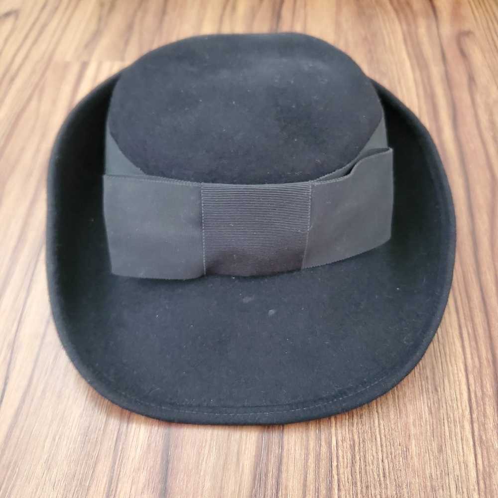 Vintage Frank Clive Hat Black With Bow Trim - image 2