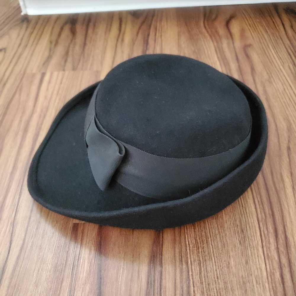 Vintage Frank Clive Hat Black With Bow Trim - image 3