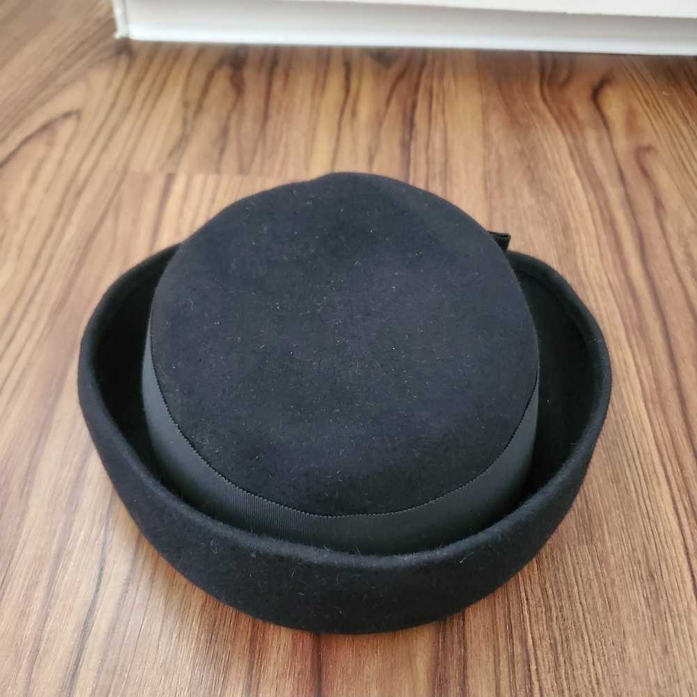 Vintage Frank Clive Hat Black With Bow Trim - image 4