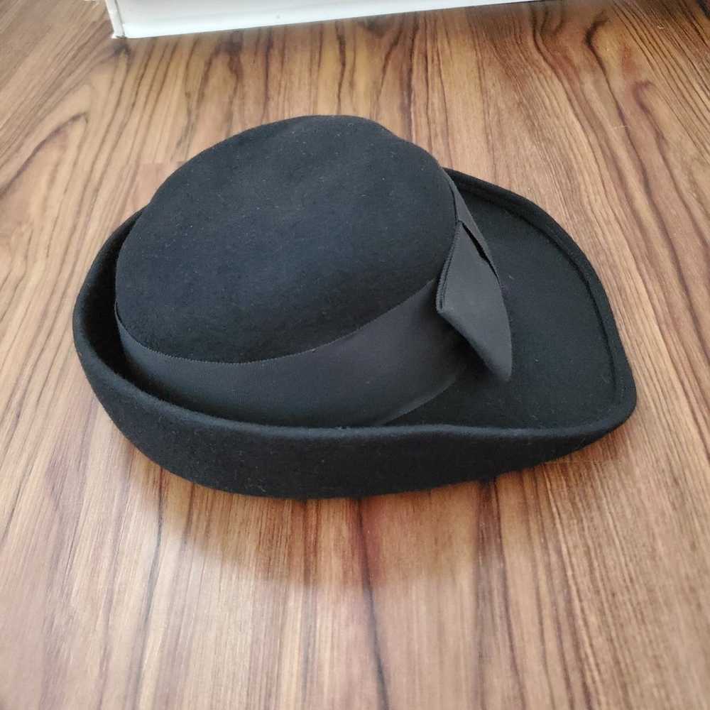 Vintage Frank Clive Hat Black With Bow Trim - image 6