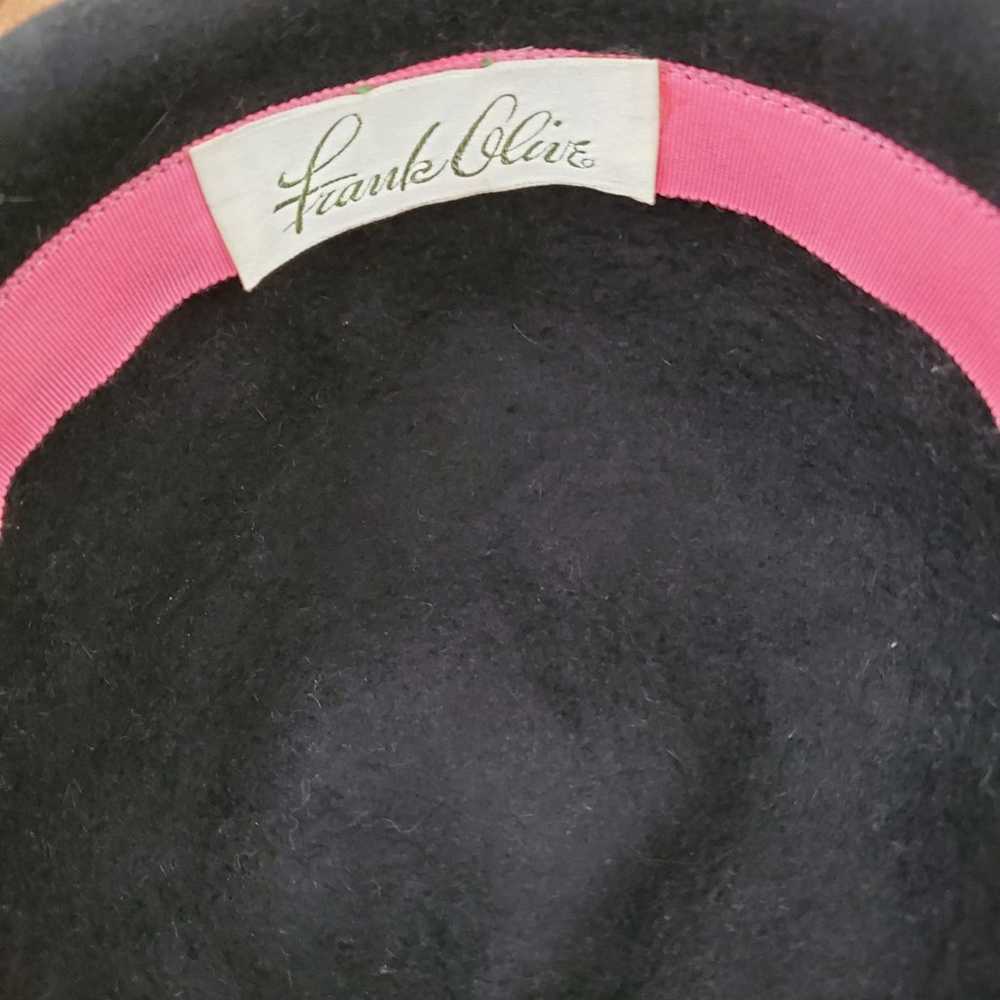 Vintage Frank Clive Hat Black With Bow Trim - image 8