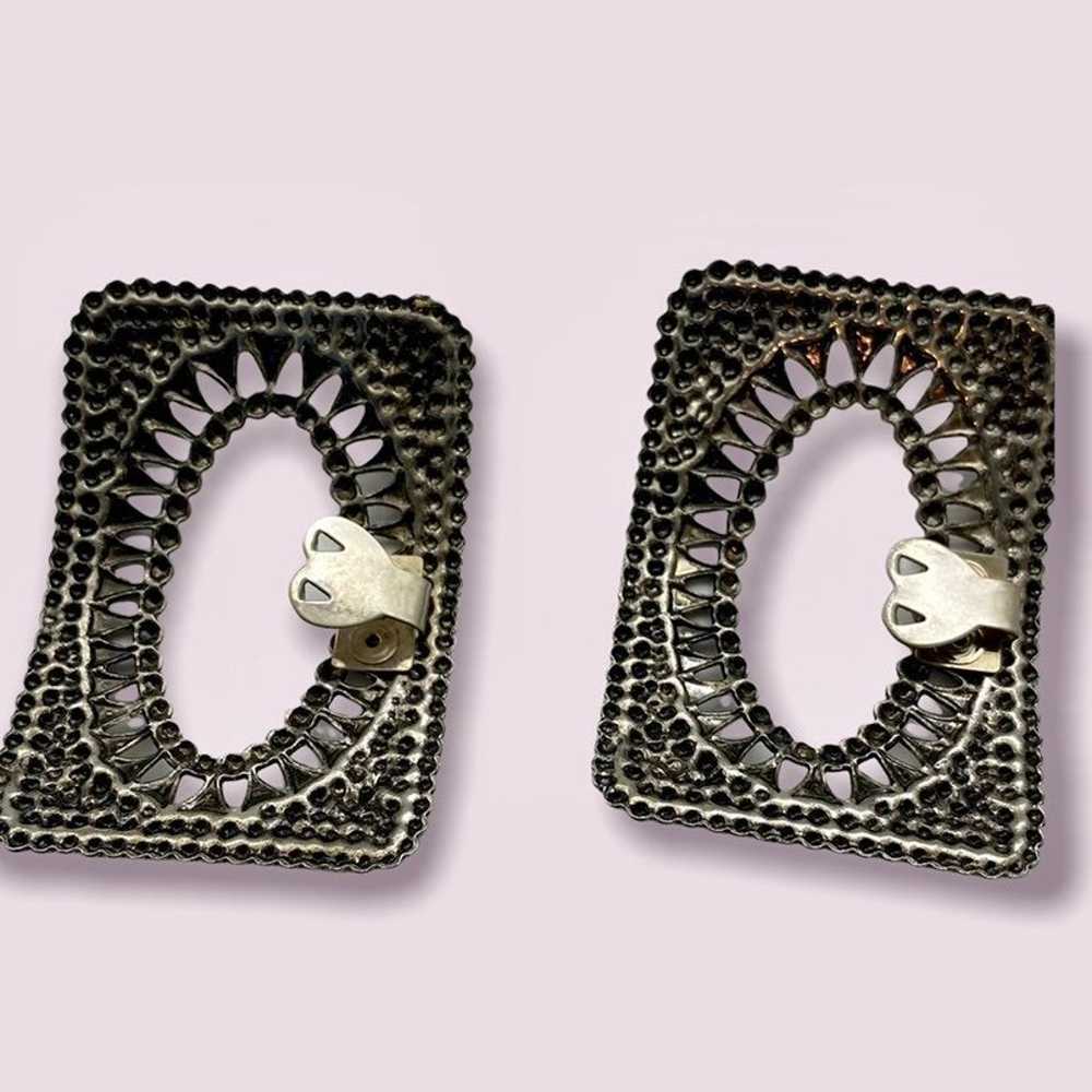 Vintage shoe clip pair Victorian Revival steel - image 3