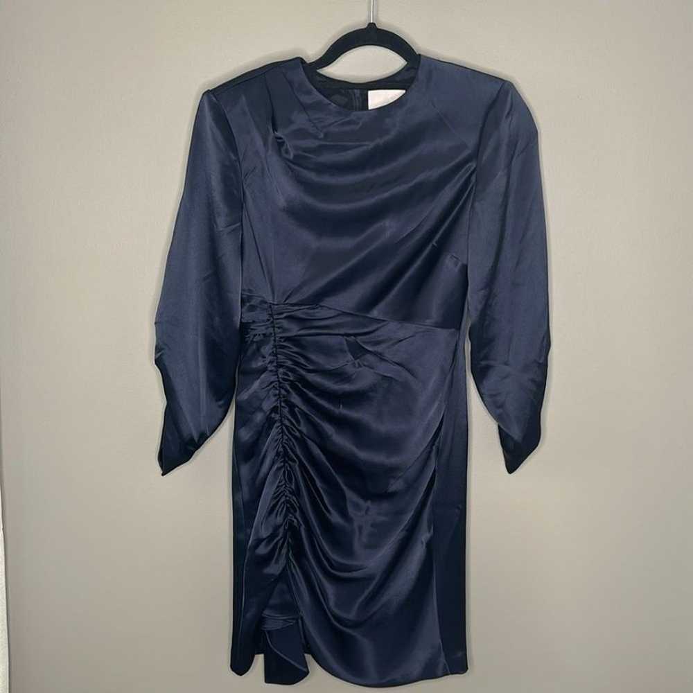 Cinq A Sept Smooth Satin Natalia Mini Navy Dress … - image 5