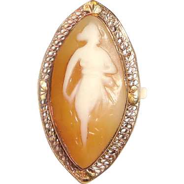 Antique Carved Shell Cameo Ring 14K Filigree