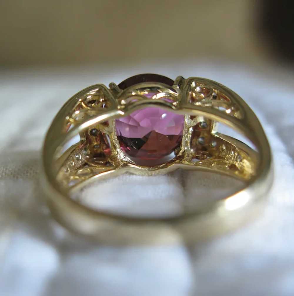 Pink Tourmaline 3.25 Carat 14K Yellow Gold Ring S… - image 12