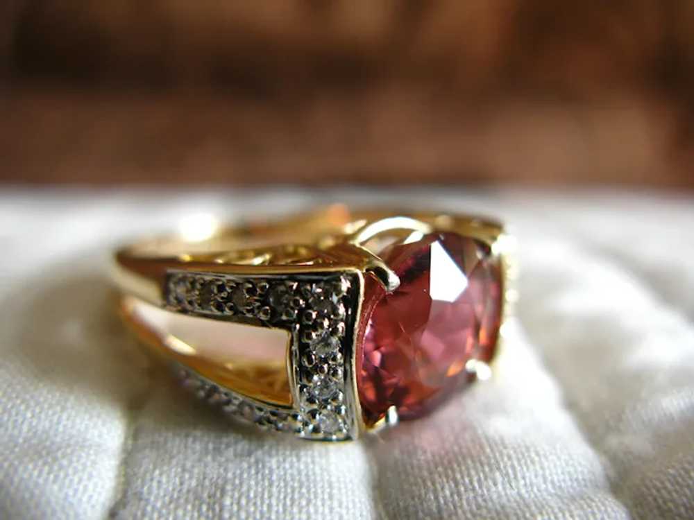 Pink Tourmaline 3.25 Carat 14K Yellow Gold Ring S… - image 2