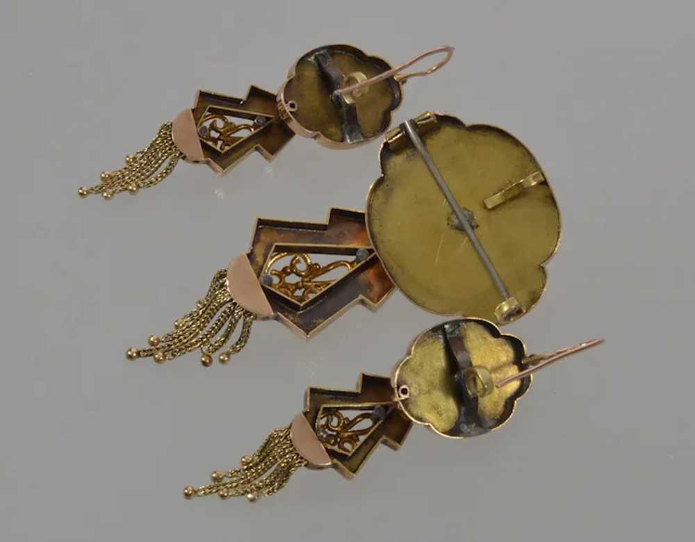 Antique Victorian 10K Gold Earrings Pendant Set F… - image 6