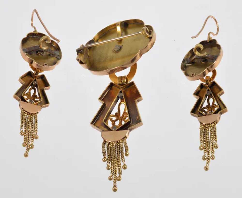 Antique Victorian 10K Gold Earrings Pendant Set F… - image 7