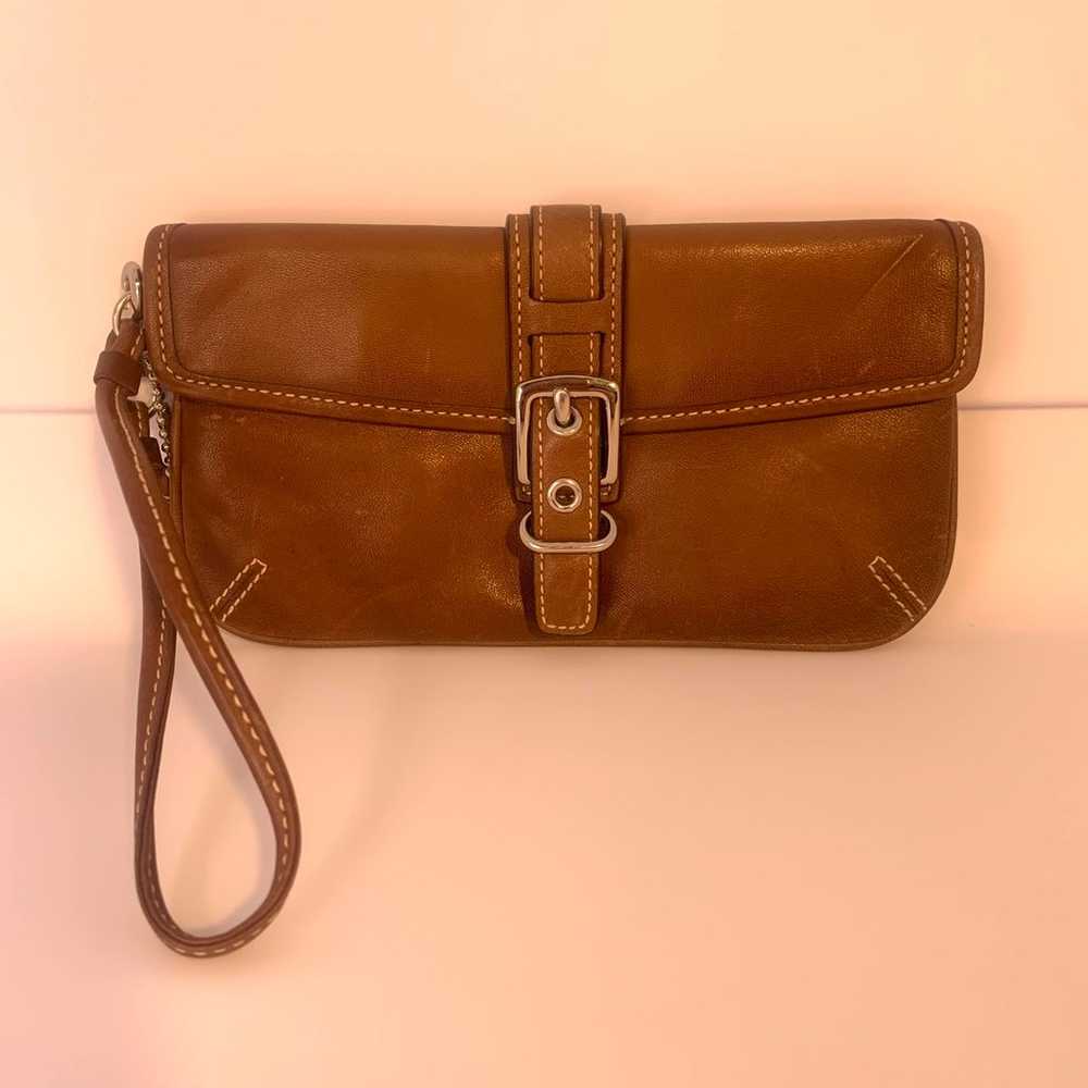 Coach Wristlet Pouch Clutch Wallet Bag Mini Brown… - image 1