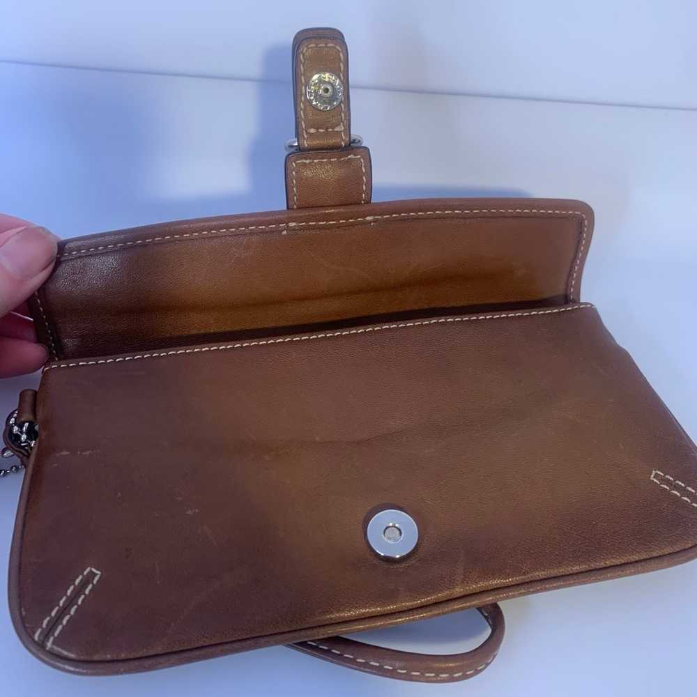 Coach Wristlet Pouch Clutch Wallet Bag Mini Brown… - image 3