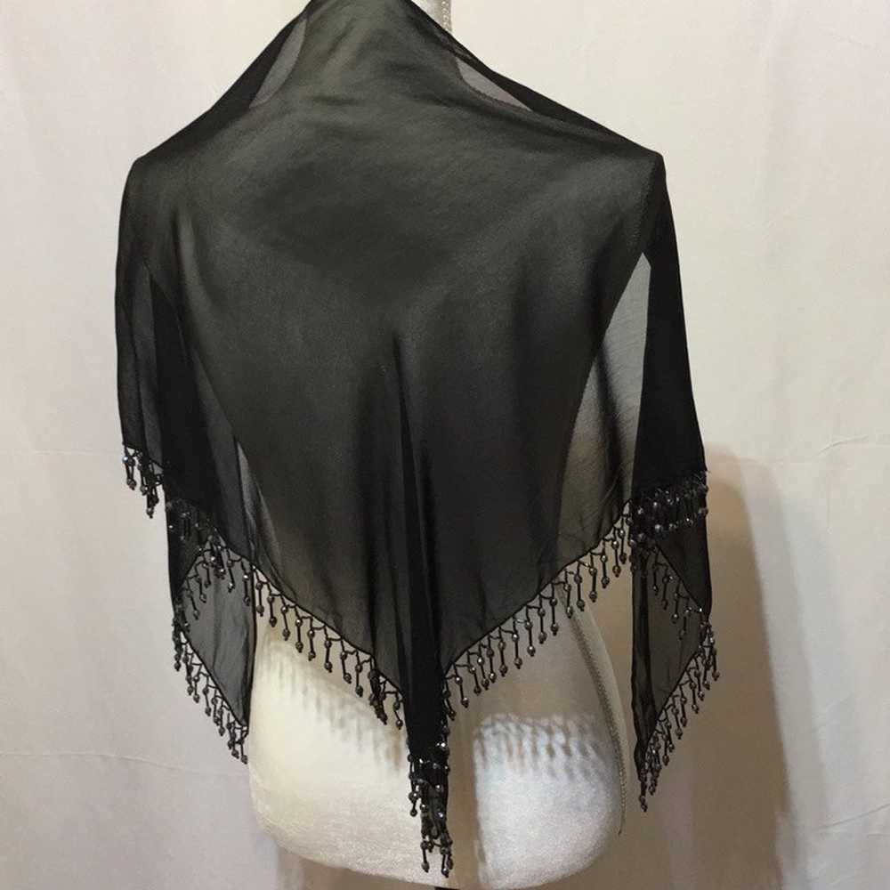 VINTAGE BLACK BEADED SCARF - image 3