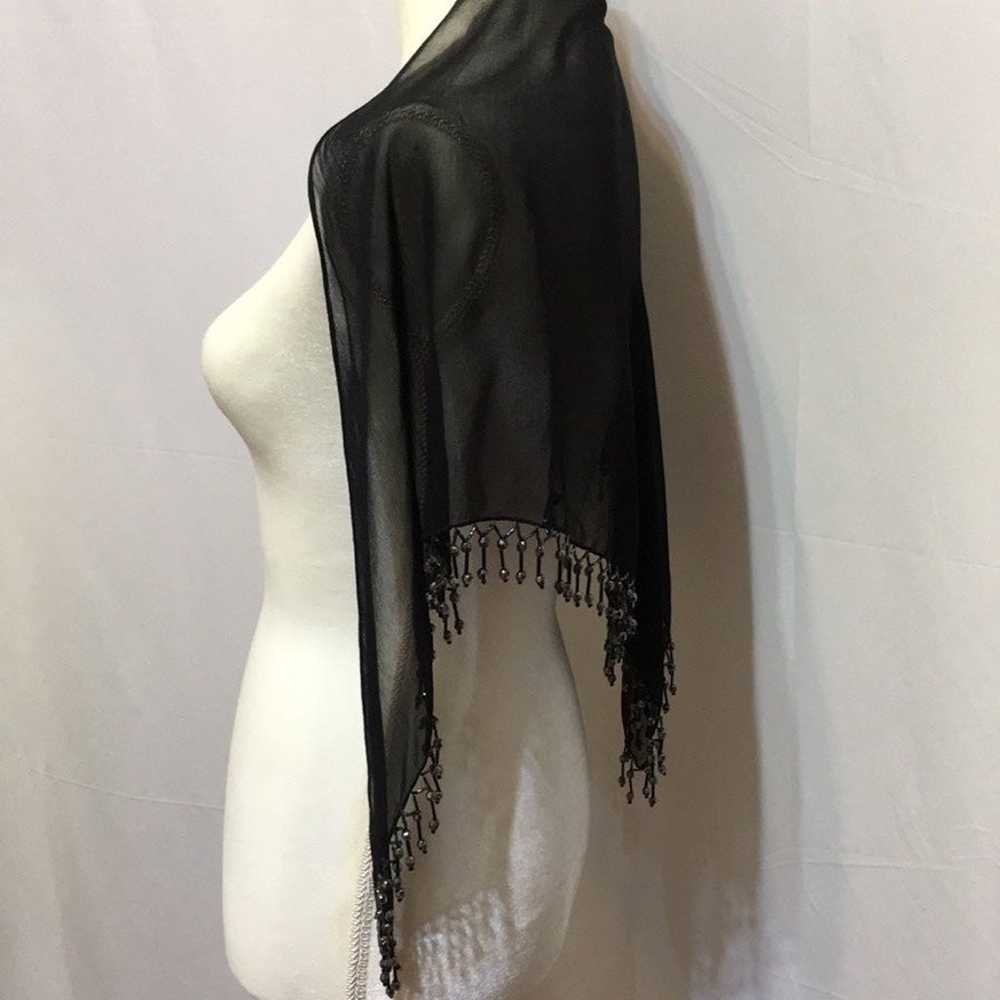 VINTAGE BLACK BEADED SCARF - image 4