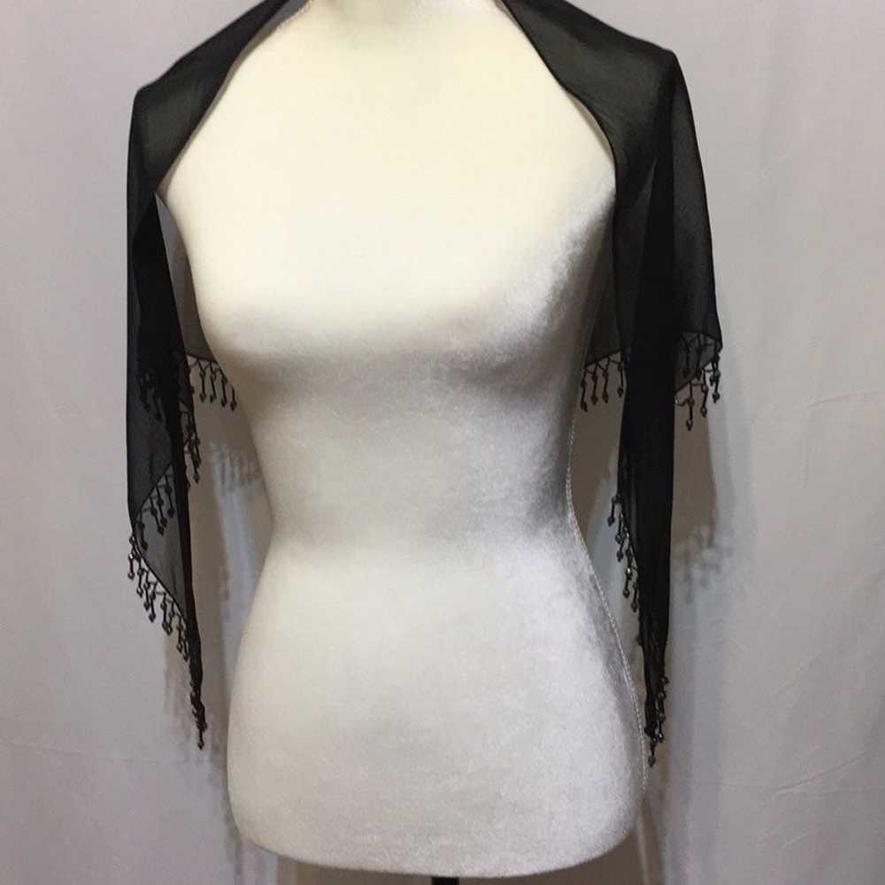 VINTAGE BLACK BEADED SCARF - image 5