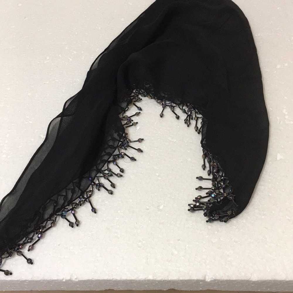 VINTAGE BLACK BEADED SCARF - image 7