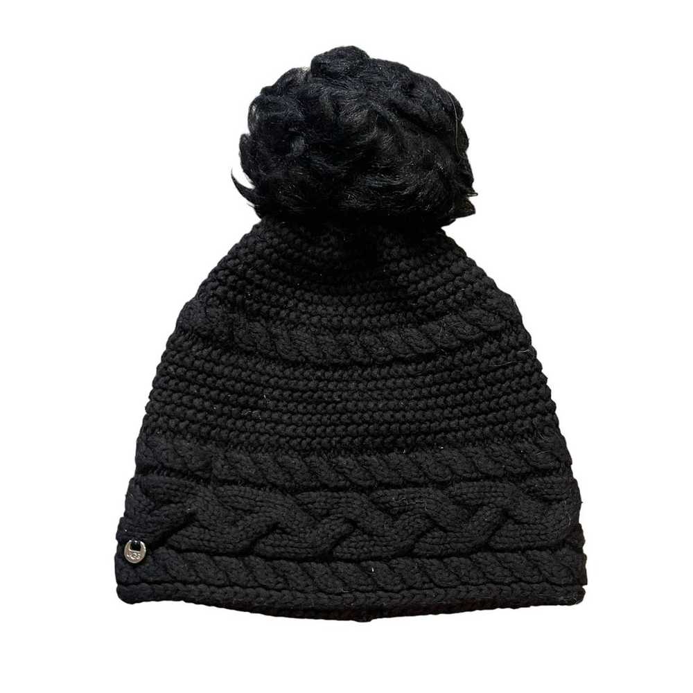 UGG Women's Cable Knit Pom Beanie Hat Black Wool … - image 1