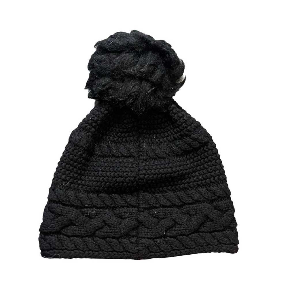 UGG Women's Cable Knit Pom Beanie Hat Black Wool … - image 2