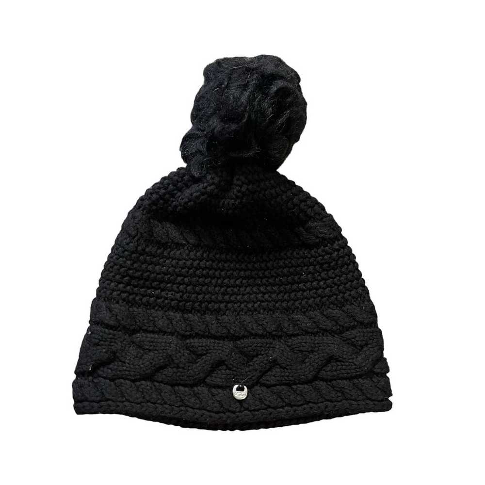 UGG Women's Cable Knit Pom Beanie Hat Black Wool … - image 4