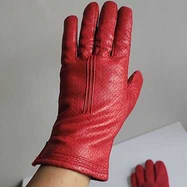 Vintage Grandoe red leather womens gloves