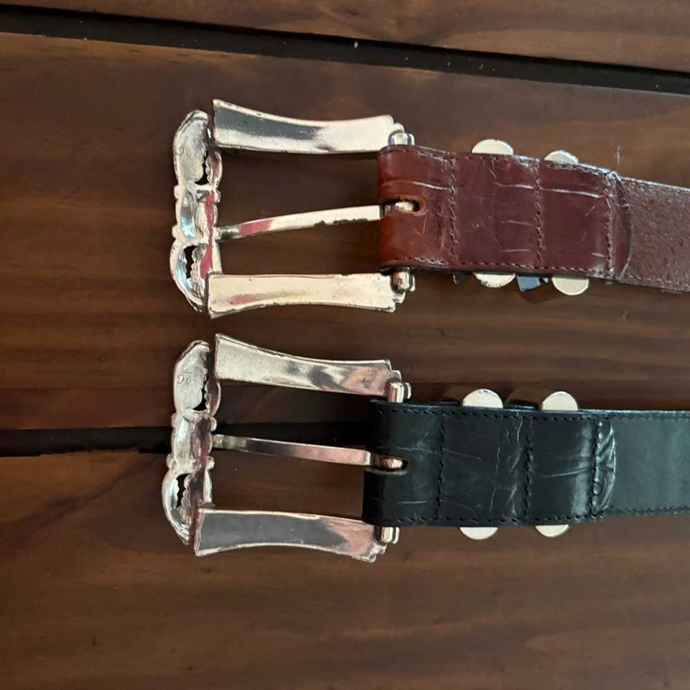 Two Matching Vintage Leather Belts - Size Small - image 5